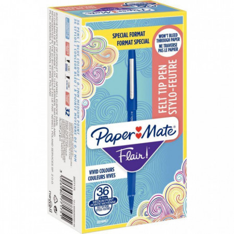 STYLOS FEUTRES MOYENS FLAIR PAPERMATE BLEU BTE30+ 6 OFFERTS