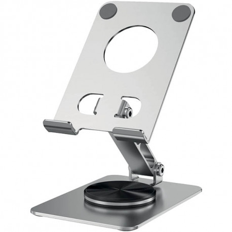 SUPPORT TABLETTE ET TELEPHONE 8A 13" PLIABLE ET PORTATIF ALUMINIUM ROTATION 360° INCLINAISON 260° H 15.5X L7.3 X P10 CM ALBA MOV
