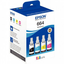 T664640 Epson 664 pack de de 4 flacons jet d'encre noire, cyan, magenta et jaune authentique