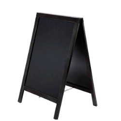 TABLEAU DE SOL 75X135X52 EN BOIS AVEC CHEVALET DOUBLE FACE P/MARQUEUR TYPE CRAIE COLORIS NOIR