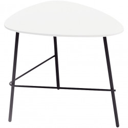 TABLE BASSE GALET BLANC PLAT.BOIS MDF 18MM STRATIFIE HPL PIET.ACIER PEINT EN NOIR NORMES BSCI/SEDEX/EN12520 GAR 2 ANS