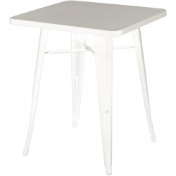 TABLE BASSE URBAN BLANC Idéale pour un usage en intérieur et en extérieur. Acier galvanisé, laqué mat. Dimensions: H73xL60xP60cm
