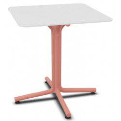 TABLE BINI PLATEAU BLANC X L70 X l 70 CM PIED TERACOTTA HT 76 10,18 KG INTERIEUR EXTERIEUR ANTI UV BLANCO/TARRACOTA EN HPL ET PI