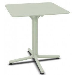 TABLE BINI PLATEAU VERT X L70 X l 70 CM PIED VERT HT 76 10,18 KG INTERIEUR EXTERIEUR ANTI UV GRIS VERDOSA EN HPL ET PIED EN POLY