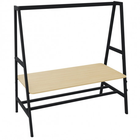 Table départ L180xP90cm Nomad plateau chêne naturel/structure noir. Modulaire dynamique. Plan de travail en panneau de particule