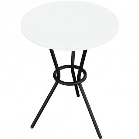 TABLE H105CM GABY PLATEAU BLANC/PIÈTEMENT NOIR Design et rétro. Idéal pour aménager vos espace de restauration. Look bistrot, se