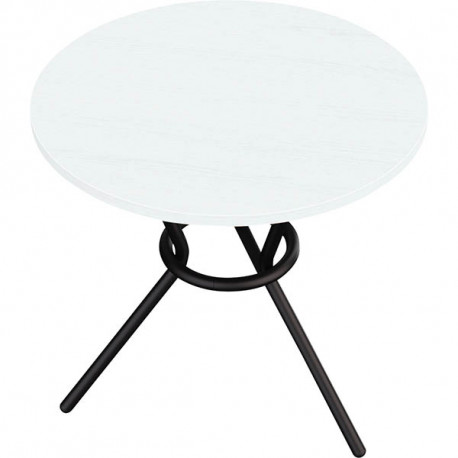 TABLE H74CM GABY PLATEAU BLANC/PIÈTEMENT NOIR Design et rétro. Idéal pour aménager vos espace de restauration. Look bistrot, se 