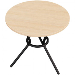 TABLE H74CM GABY PLATEAU CHÊNE NATUREL/PIÈTEMENT NOIR Design et rétro. Idéal pour aménager vos espace de restauration. Look bist