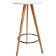 Table haute mange-debout Break plateau blanc/piètement hêtre. Plateau en bois MDF de 18 mm d’épaisseur. Piètement en bois de hêt