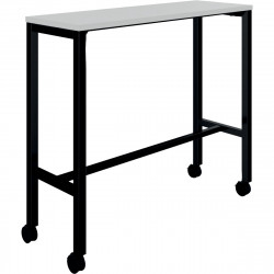 Table L120 cm x P40 cm x H104,5 cm Perform Mobile plateau Blanc neige piétement Noir. Plateau nu mélamine Blanc neige. Piètement