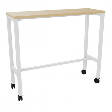 Table L120 cm x P40 cm x H104,5 cm Perform Mobile plateau chêne naturel/piétement blanc. Plateau nu mélamine. Piètement arche ca