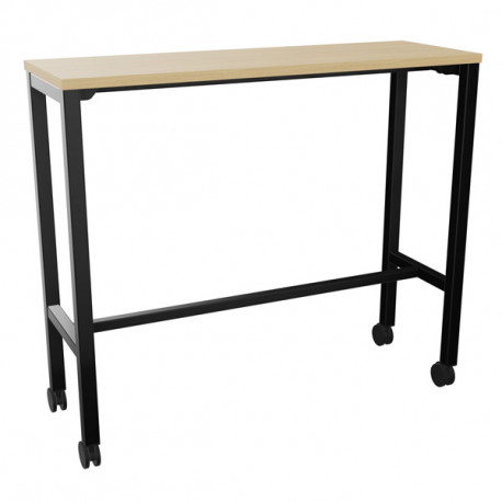 Table L120 cm x P40 cm x H104,5 cm Perform Mobile plateau chêne naturel/piétement noir. Plateau nu mélamine. Piètement arche car