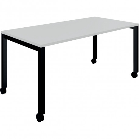 Table L120 cm x P40 cm x H73,5 cm Perform Mobile plateau Blanc neige piétement Noir. Plateau nu mélamine Blanc neige. Piètement 