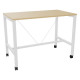 Table L140 cm x P80 cm x H104,5 cm Perform Mobile plateau chêne naturel/piétement blanc. Plateau mélamine avec obturateur. Piète