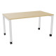 Table L140 cm x P80 cm x H73,5 cm Perform Mobile plateau chêne naturel/piétement blanc. Plateau mélamine avec obturateur. Piètem