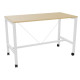 Table L160 cm x P80 cm x H104,5 cm Perform Mobile plateau chêne naturel/piétement blanc. Plateau mélamine avec obturateur. Piète