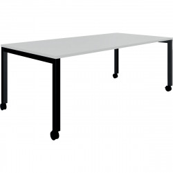 Table L160 cm x P80 cm x H73,5 cm Perform Mobile plateau Blanc neige piétement Noir. Plateau nu mélamine Blanc neige. Piètement 