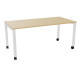 Table L160 cm x P80 cm x H73,5 cm Perform Mobile plateau chêne naturel/piétement blanc. Plateau mélamine avec obturateur. Piètem