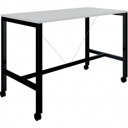 Table L180 cm x P80 cm x H104,5 cm Perform Mobile plateau Blanc neige piétement Noir. Plateau nu mélamine Blanc neige. Piètement