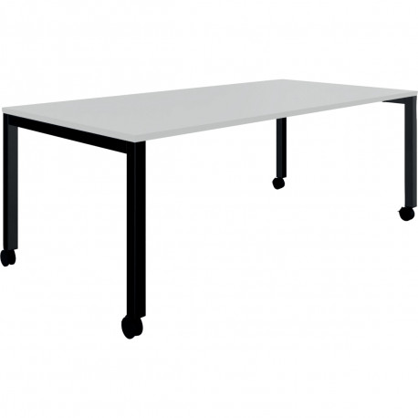 Table L180 cm x P80 cm x H73,5 cm Perform Mobile plateau Blanc neige piétement Noir. Plateau nu mélamine Blanc neige. Piètement 