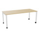 Table L180 cm x P80 cm x H73,5 cm Perform Mobile plateau chêne naturel/piétement blanc. Plateau mélamine avec obturateur. Piètem