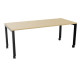 Table L180 cm x P80 cm x H73,5 cm Perform Mobile plateau chêne naturel/piétement noir. Plateau mélamine avec obturateur. Pièteme