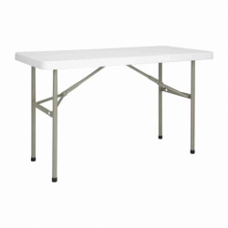 Table pliante en polypropylène L122 cm P61 cm gris. Plateau en polyéthylène épaisseur 5 cm. Haute densité moulé en une seule piè