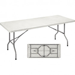 Table pliante en polypropylène L183 cm P76 cm gris. Plateau en polyéthylène épaisseur 5 cm. Haute densité moulé en une seule piè