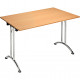 Table pliante rectangulaire L140xP80cm plateau chêne/piètement alu. Plateau mélaminé ép. 25 mm. Chants antichoc ABS 2 mm. Longer