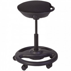 TABOURET ERGONOMIQUE ASSIS DEBOUT ROLLY MOBILE NOIR ASSISE HT57.5 A 73.5 cm 4 roulettes rès stable 5 ROULETTES P/120KG MAX ALBA