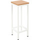 Tabouret H74cm plateau chêne/piètement blanc. Structure en acier 30x30mm avec époxy noir sur vérin réglable. Assise épaisseur 25