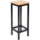 Tabouret H74cm plateau hêtre/piètement noir. Structure en acier 30x30mm avec époxy noir sur vérin réglable. Assise épaisseur 25m