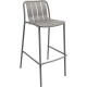 TABOURET HAUT AVEC DOSSIER EMPILABLE VERANO GRIS LOT2 L45X P51 XH103,4 CMASSISE H75CM Mobilier extérieur entièrement 100% alumin