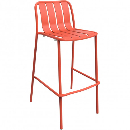 TABOURET HAUT AVEC DOSSIER EMPILABLE VERANO PAPRIKA LOT2 L45X P51 XH103,4 CMASSISE H75CM Mobilier extérieur entièrement 100% alu