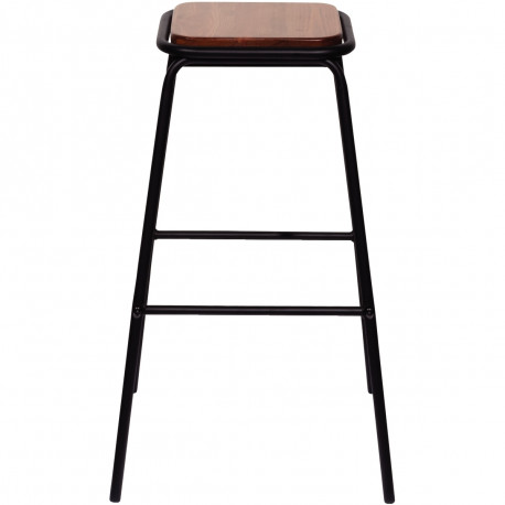 TABOURET Oslo bois LOT2 Design intemporel facile d’entretien. Assise : pin massif vernis. Piètement : acier laqué noir mat. Haut