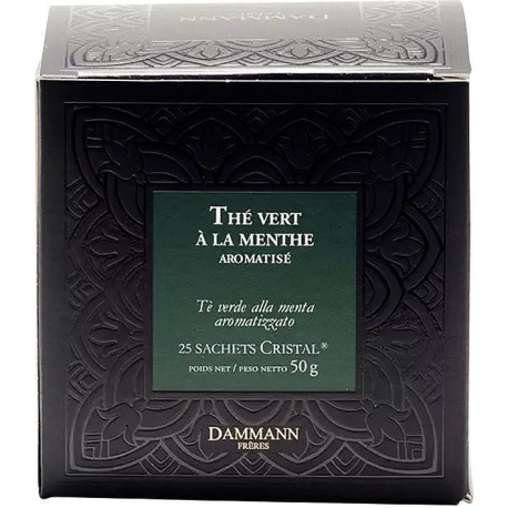 THÉ VERT BALI DAMMANN MENTHE  BTE 25 SACHETS FAB France 