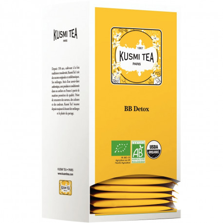 THÉ VERT /MATE BB DETOX KUSMI TEA BTE 25 SACHETS BIO FAB France PAMPLEMOUSSE FRUITS TROPICAUX 