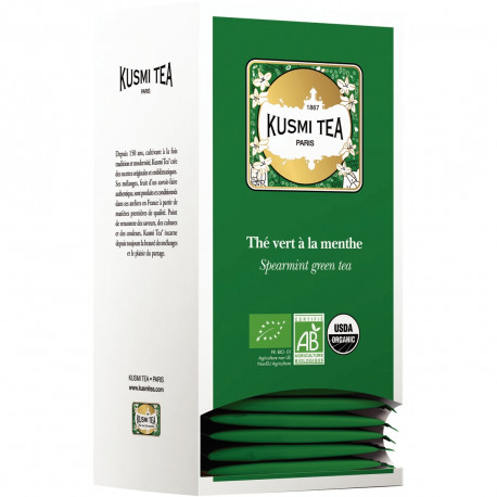 THÉ VERT MENTHE KUSMI TEA BTE 25 SACHETS  BIO FAB France