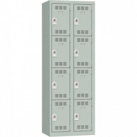 VESTIAIRE D'ATELIER 2 COLONNES 8 CASES INDUSTRIE PROPRE L60CM GRIS