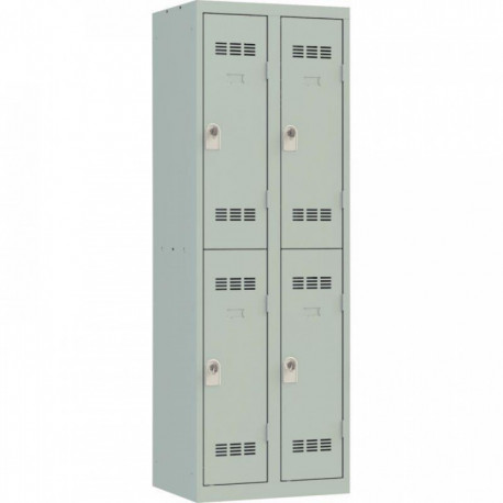 VESTIAIRE D'ATELIER 2 COLONNES DE 2 CASES INDUSTRIE PROPRE L60CM GRIS H180 P50