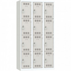 VESTIAIRE D'ATELIER 3 COLONNES 12 CASES INDUSTRIE PROPRE L90CM GRIS
