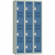 VESTIAIRE D'ATELIER 3 COLONNES 12 CASES INDUSTRIE PROPRE L90CM PORTES BLEU/CORPS GRIS