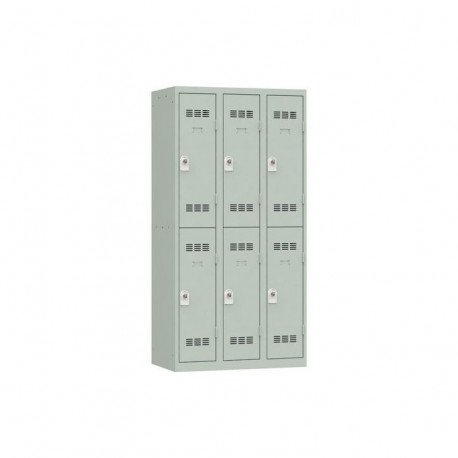 VESTIAIRE D'ATELIER 3 COLONNES 6 CASES INDUSTRIE PROPRE L90CM GRIS