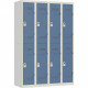VESTIAIRE D'ATELIER 4 COLONNES 8 CASES INDUSTRIE PROPRE L120CM PORTES BLEU/CORPS GRIS
