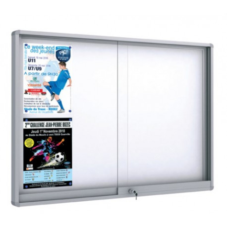 VITRINE D'INTÉRIEUR À PORTES COULISSANTES FOND MÉTAL 21 FEUILLES A4