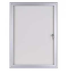 VITRINE D'INTERIEUR NATURA 6F A4 FOND TOLE CADRE LAQUAGE BLANC 648X684X32 PORTE BATTANTE 1 SERRURE