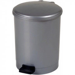 *SU4*POUBELLE À PÉDALE EN PLASTIQUE GRIS 12L