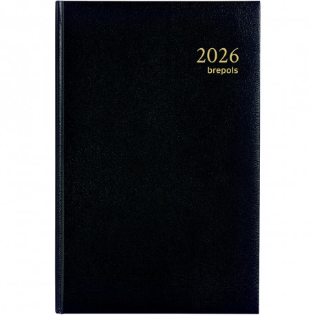 AGENDA CARRÉ EURO CENTIMES NOIR 13,3 x 20,8 cm. 12 mois de Janvier à Décembre. 2 jours par page