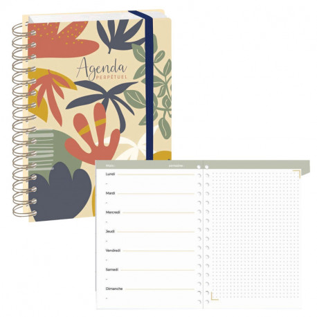 AGENDA PERPÉTUEL 21S ETERNY FLEUR 1 semaine par page à gauche + 1 page de notes