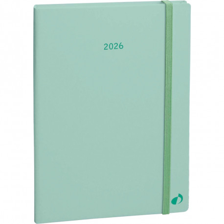 AGENDA SEMAINIER COLOR 10X15CM PASTEL VERT 13 mois de Décembre à Décembre. La semaine sur 2 pages